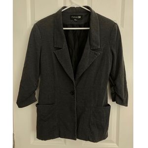 Forever 21 Gray Ruched 3/4 Sleeve Blazer